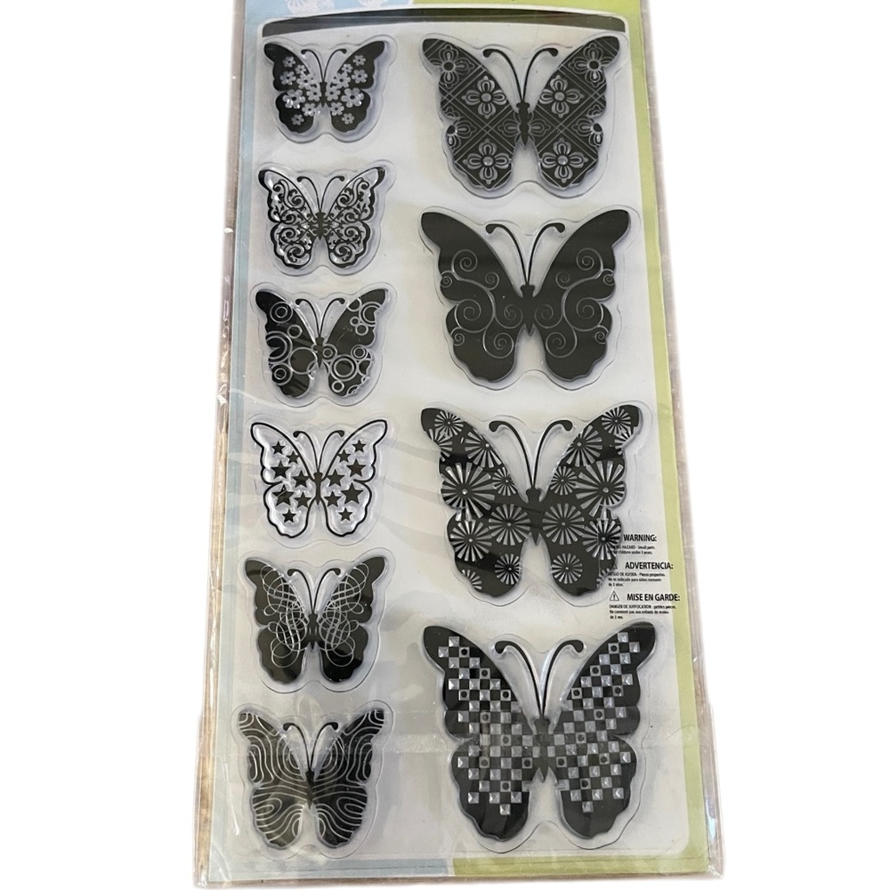 Inkadinkado Set of 10 Clear Stamps 60-30327 Butterfly / Butterflies